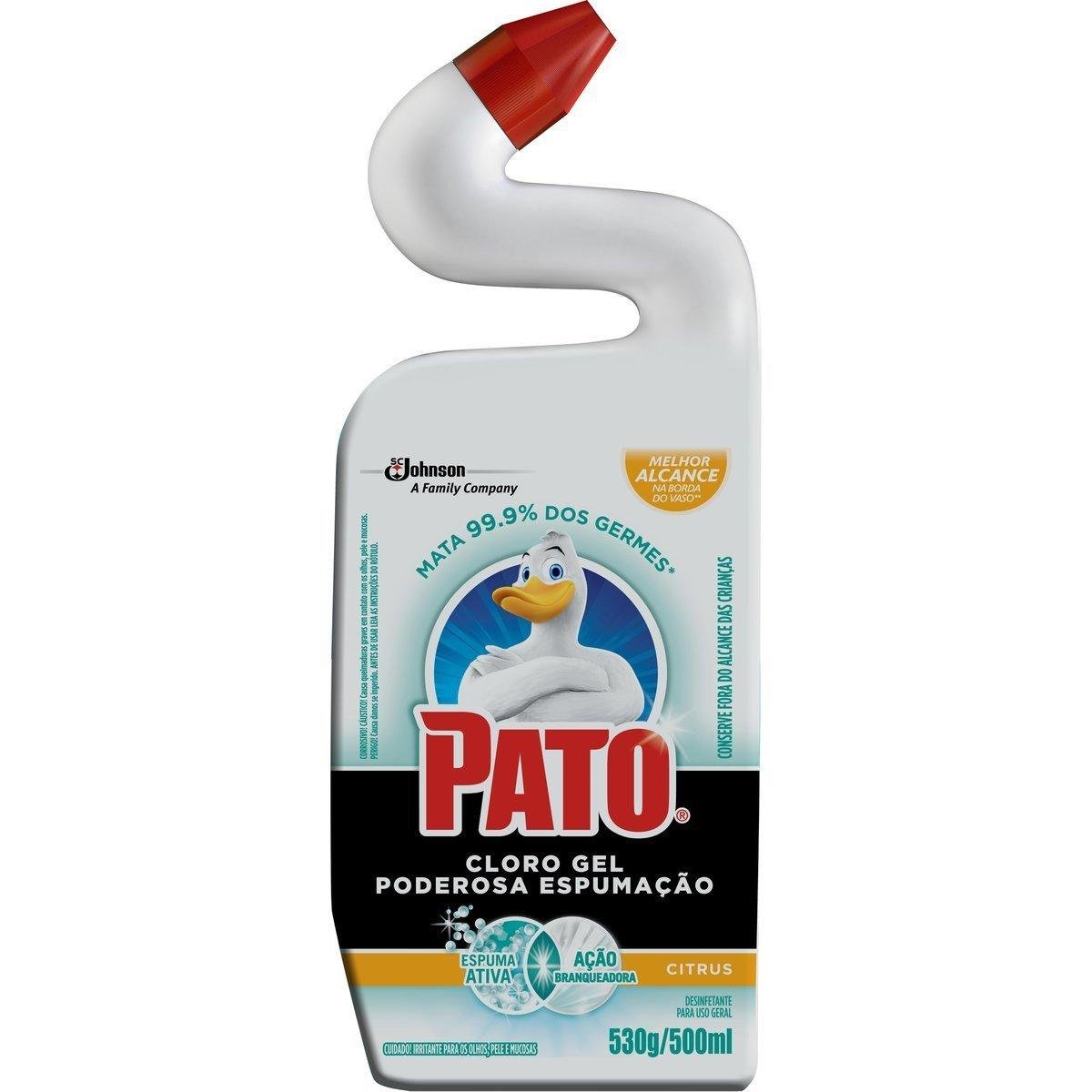 Desinfetante Uso Geral Cloro Gel Citrus Pato Poderosa Espumação Squeeze 500ml