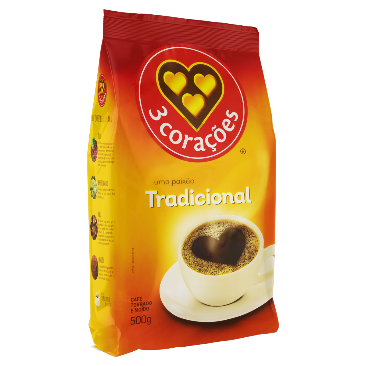 Café Torrado e Moído Tradicional 3 Corações Pacote 500g