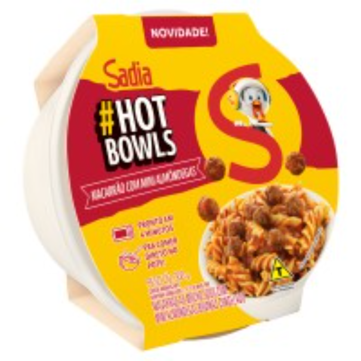 Macarrão ao Molho Sugo com Minialmôndegas Sadia Hot Bowls Pote 300g
