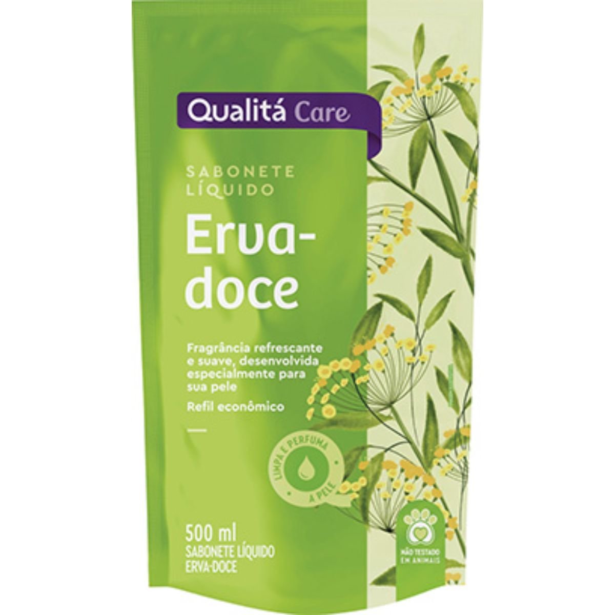 Sabonete Líquido Erva-Doce Qualitá Care Sachê 500ml Refil Econômico