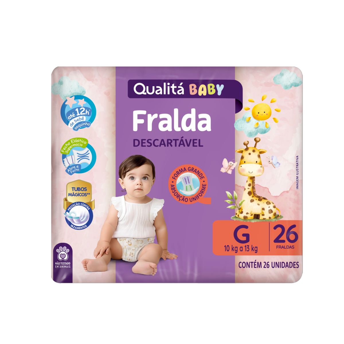 Fralda Descartável Qualitá Baby G Pacote 26 Unidades
