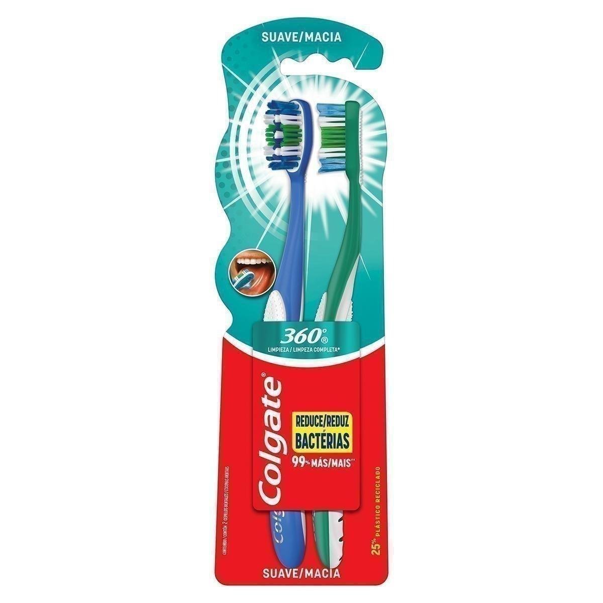 Escova Dental Macia Colgate 360° 2 Unidades