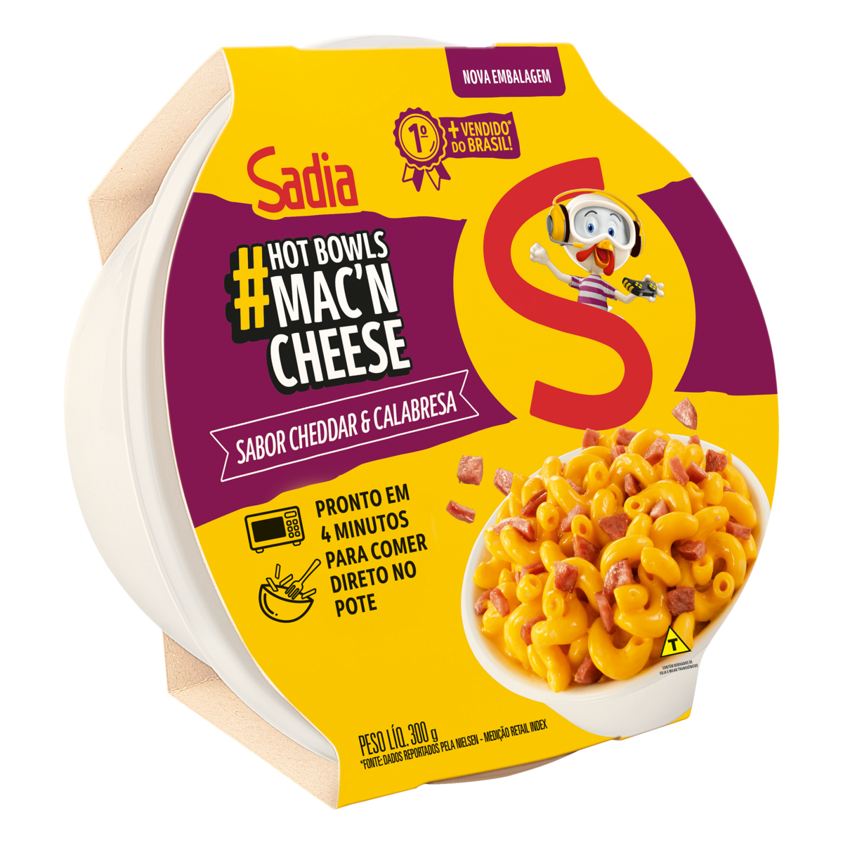 Mac'n Cheese Cheddar & Calabresa Sadia Hot Bowls Pote 300g