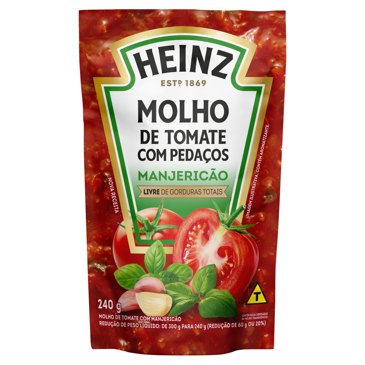 Molho de Tomate com Manjericão Heinz Sachê 240g