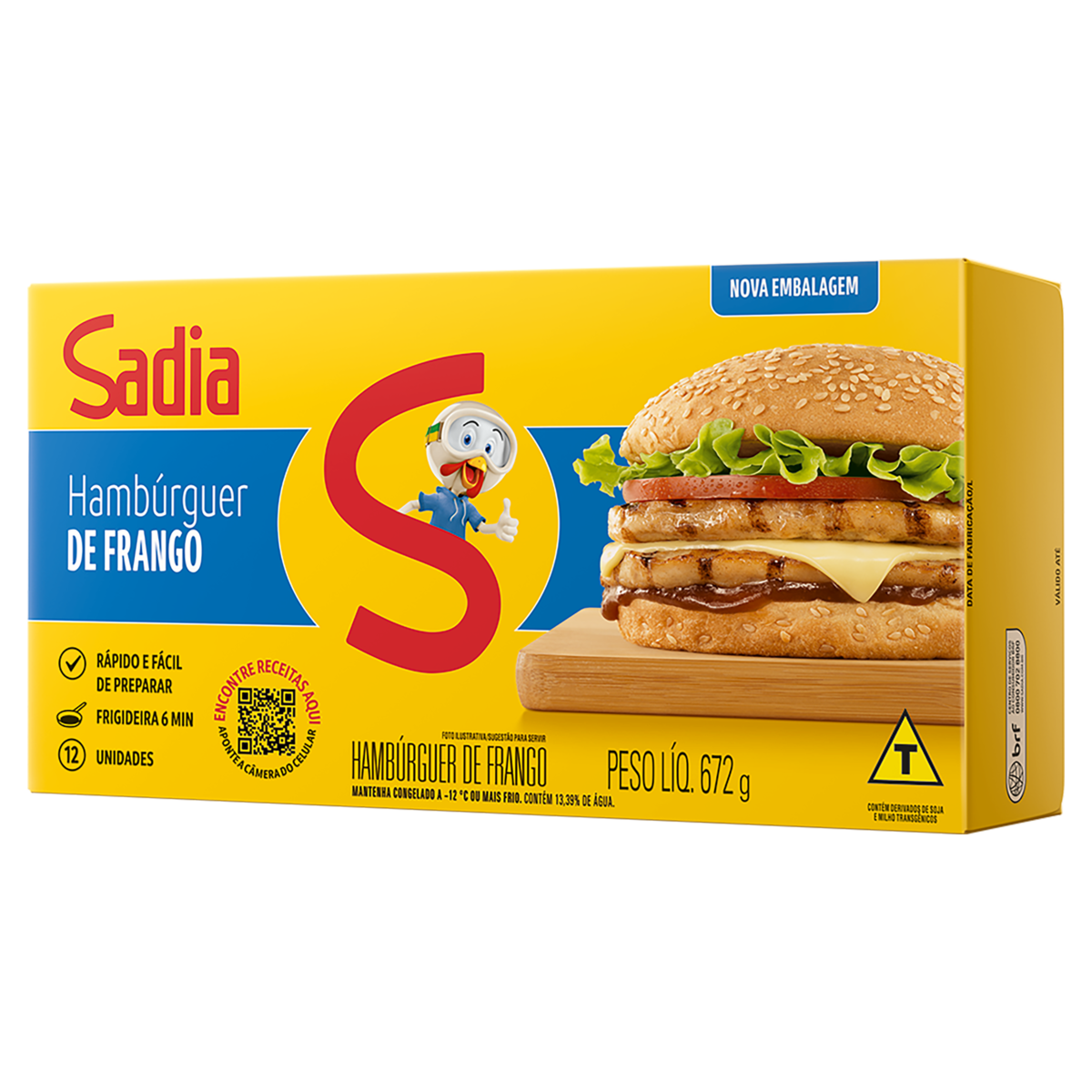 Hambúrguer de Frango Sadia Caixa 672g 12 Unidades