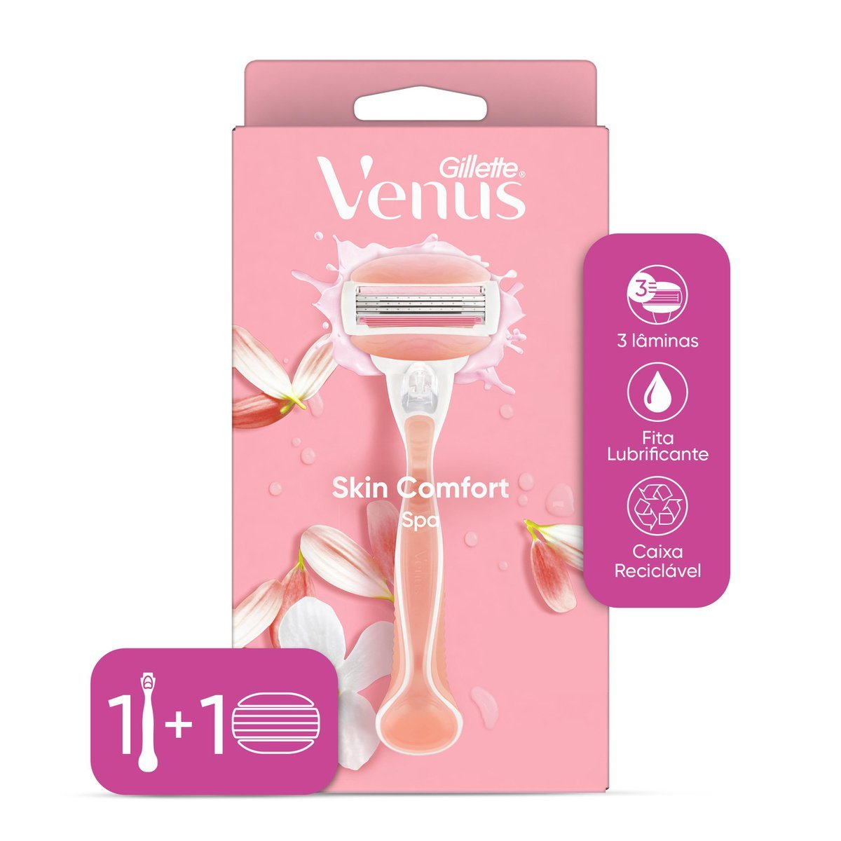 Aparelho Recarregável e Carga para Depilar Gillette Venus Skin Comfort Spa