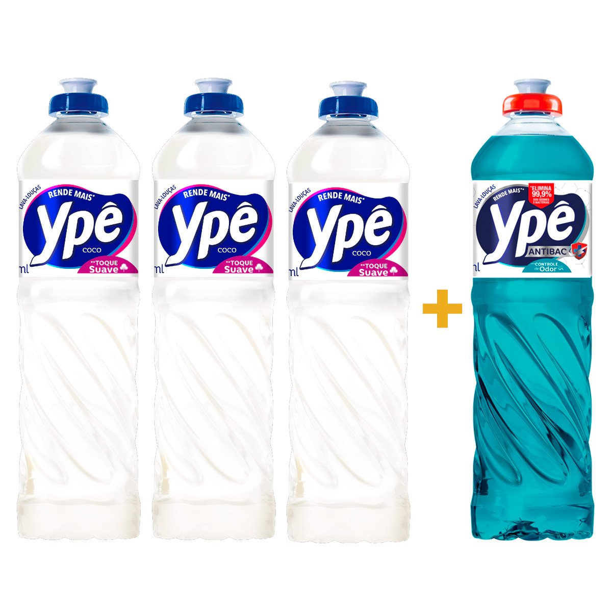 Kit 3 lava louças Ype Coco 500ml +  1 lava louças Antibac 500ml