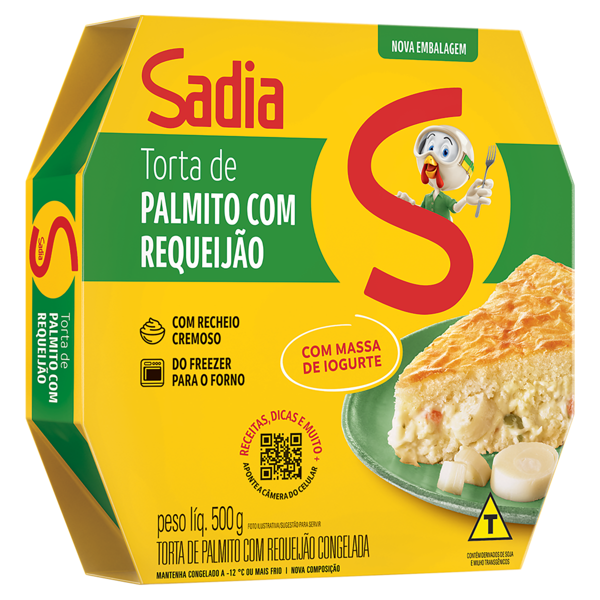 Torta Congelada Palmito com Requeijão Sadia Caixa 500g