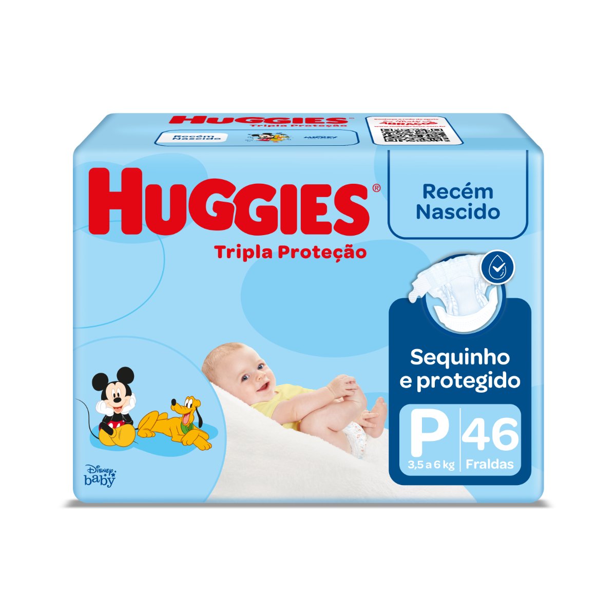 Fralda Descartável Recém-Nascido Huggies Tripla Proteção P Pacote 46 Unidades