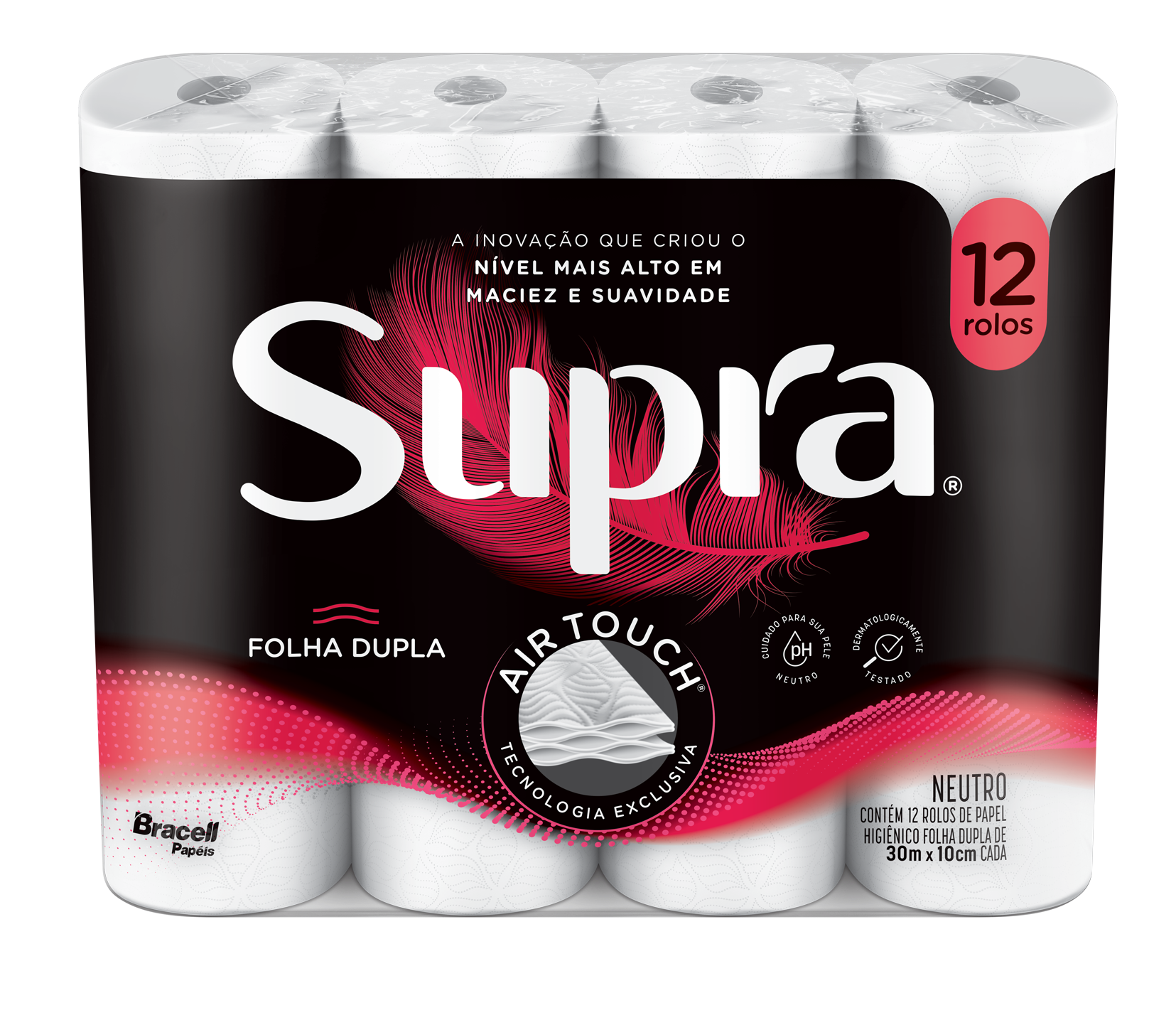 Papel Higiênico Supra Folha Dupla 12 Rolos 30m
