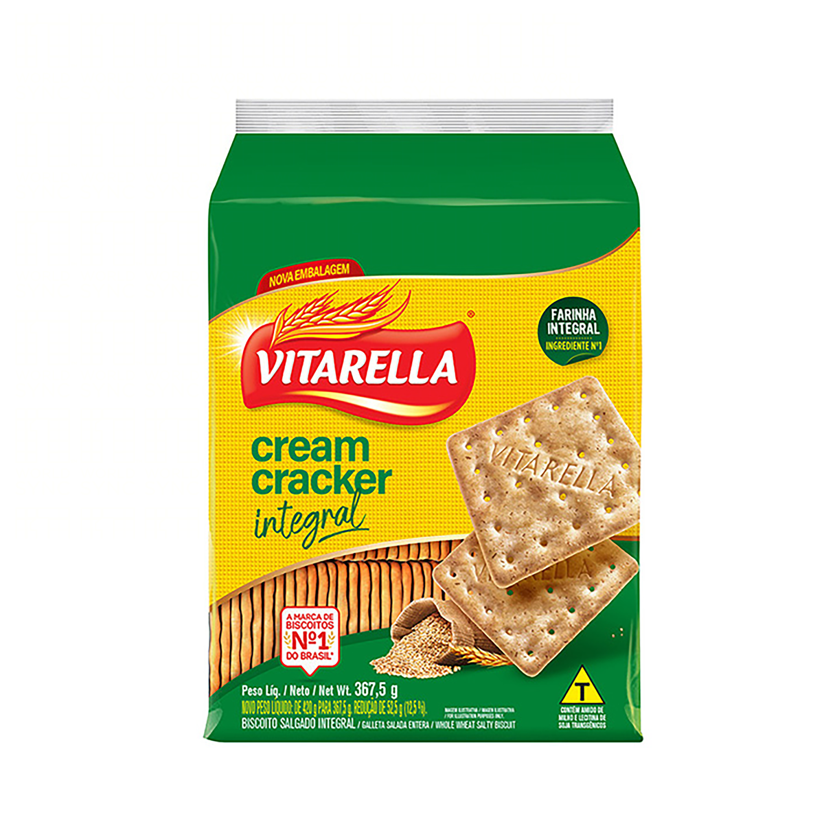 Biscoito Cream Cracker Integral Vitarella Pacote 367,5g