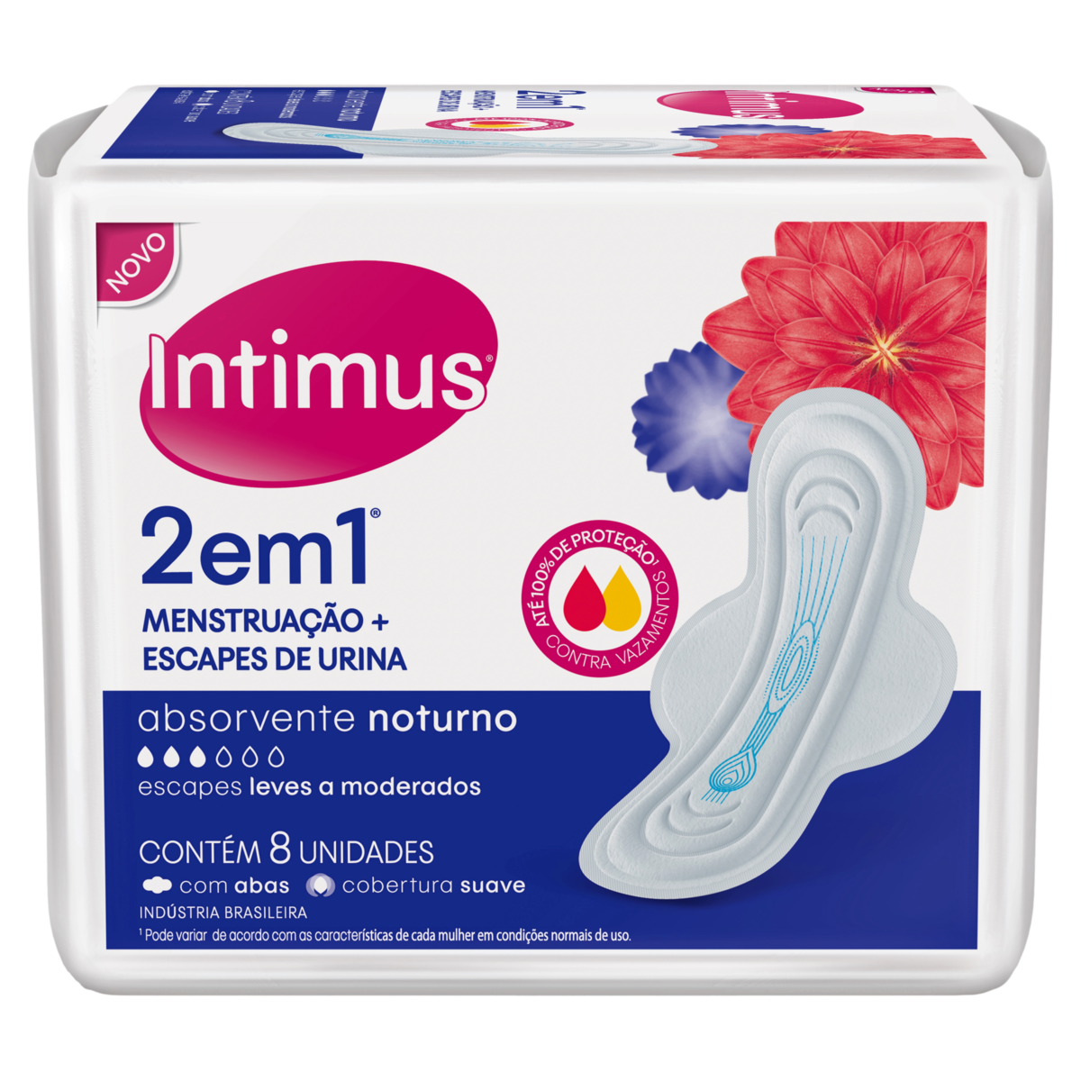 Absorvente com Abas Suave Intimus Noturno Pacote 8 Unidades