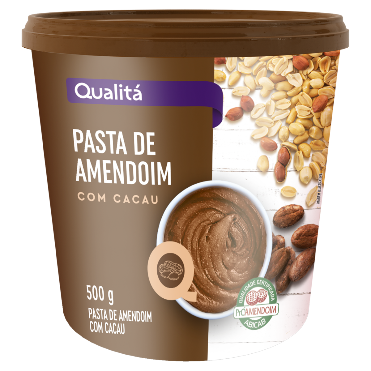 Pasta de Amendoim com Cacau Qualitá Pote 500g