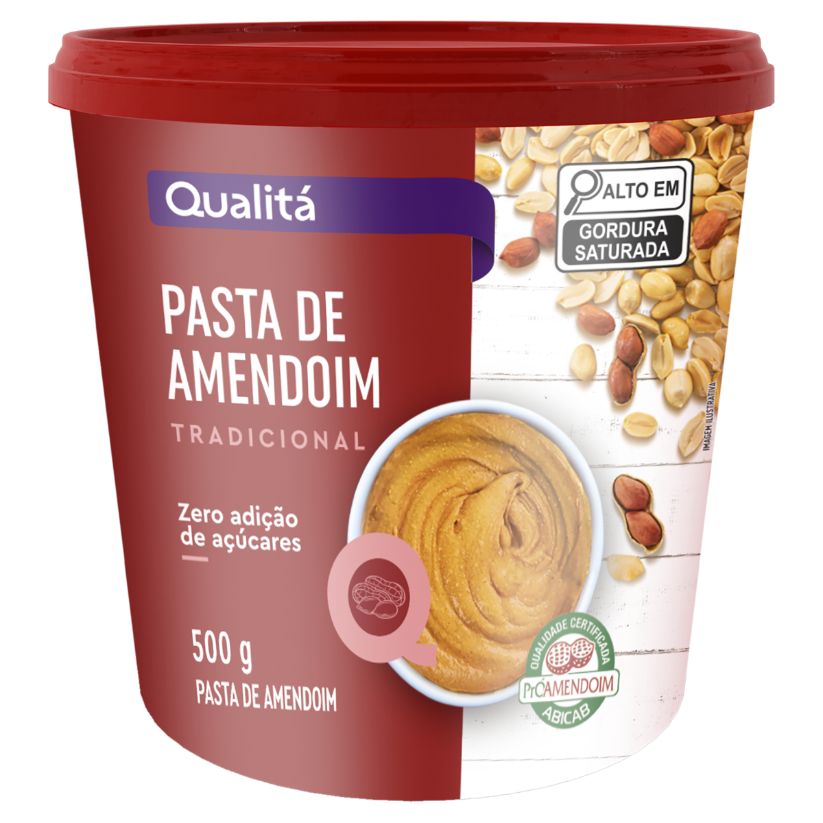 Pasta de Amendoim Integral Tradicional Qualitá Pote 500g