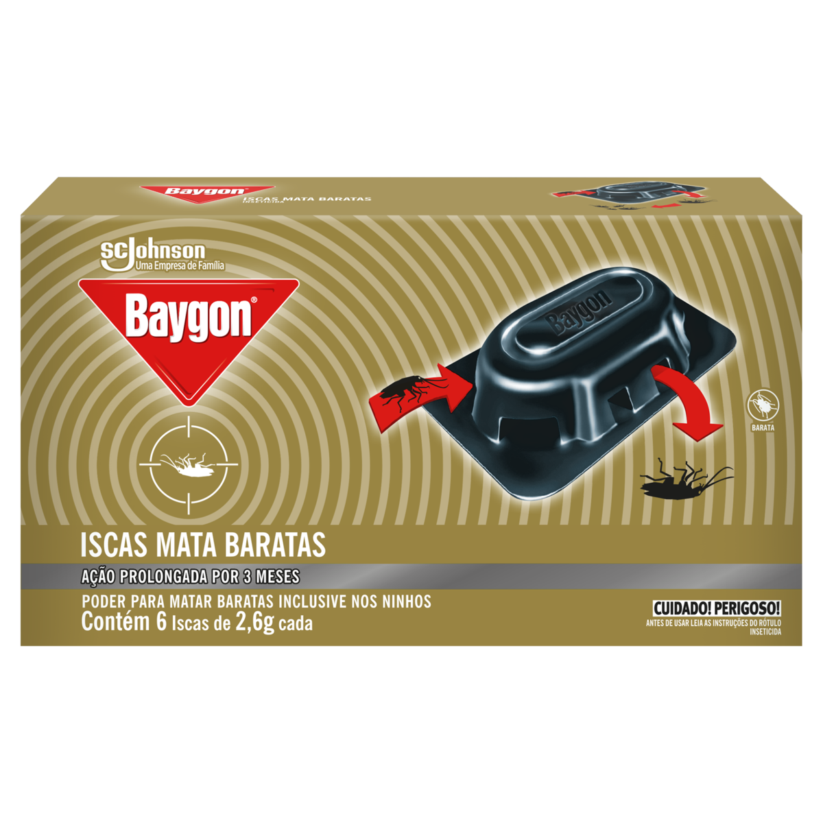 Inseticida Isca Mata Baratas Baygon Caixa 6 Unidades 2,6g Cada