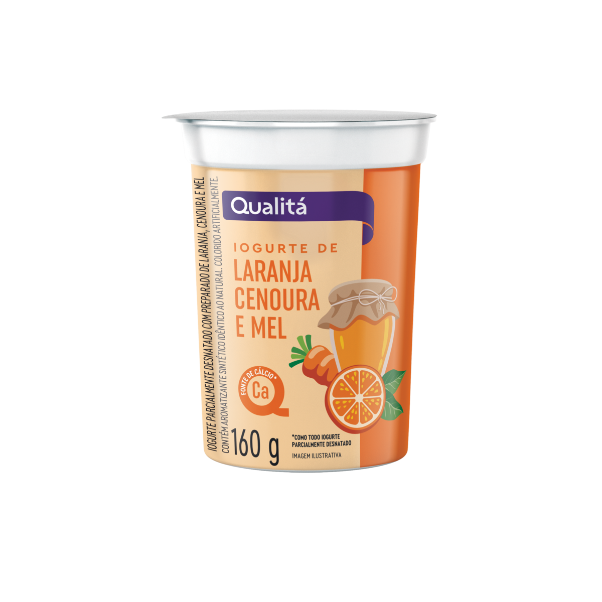 Iogurte Parcialmente Desnatado Laranja, Cenoura e Mel Qualitá Copo 160g