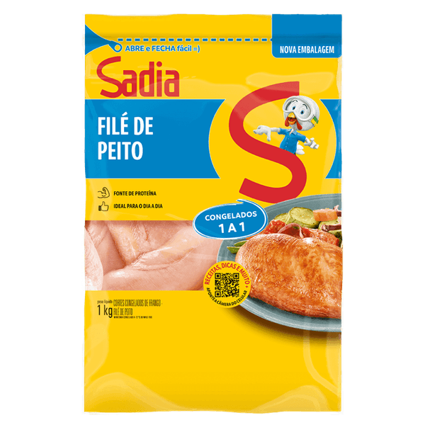 Filé de Peito de Frango Congelado sem Pele sem Osso Sadia 1kg