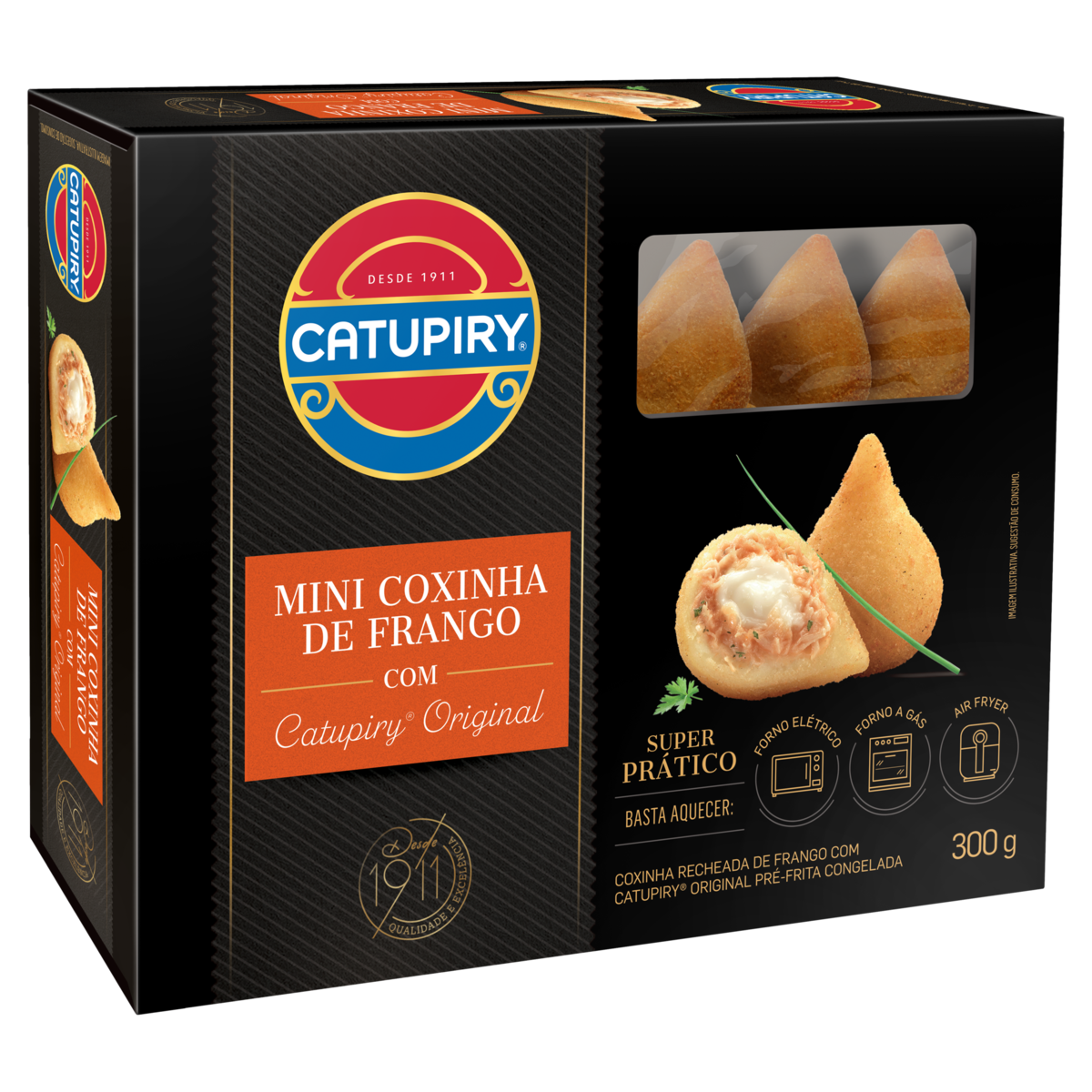 Mini Coxinha Congelada Pré-Frita Recheio Frango com Catupiry Caixa 300g