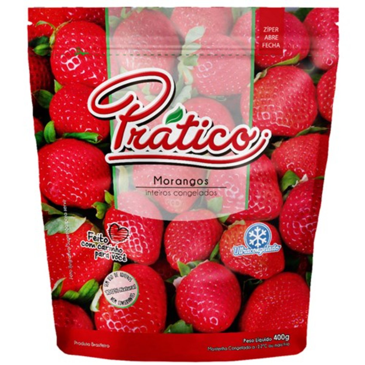 Morango Congelado Inteiro Prático Pouch 400g