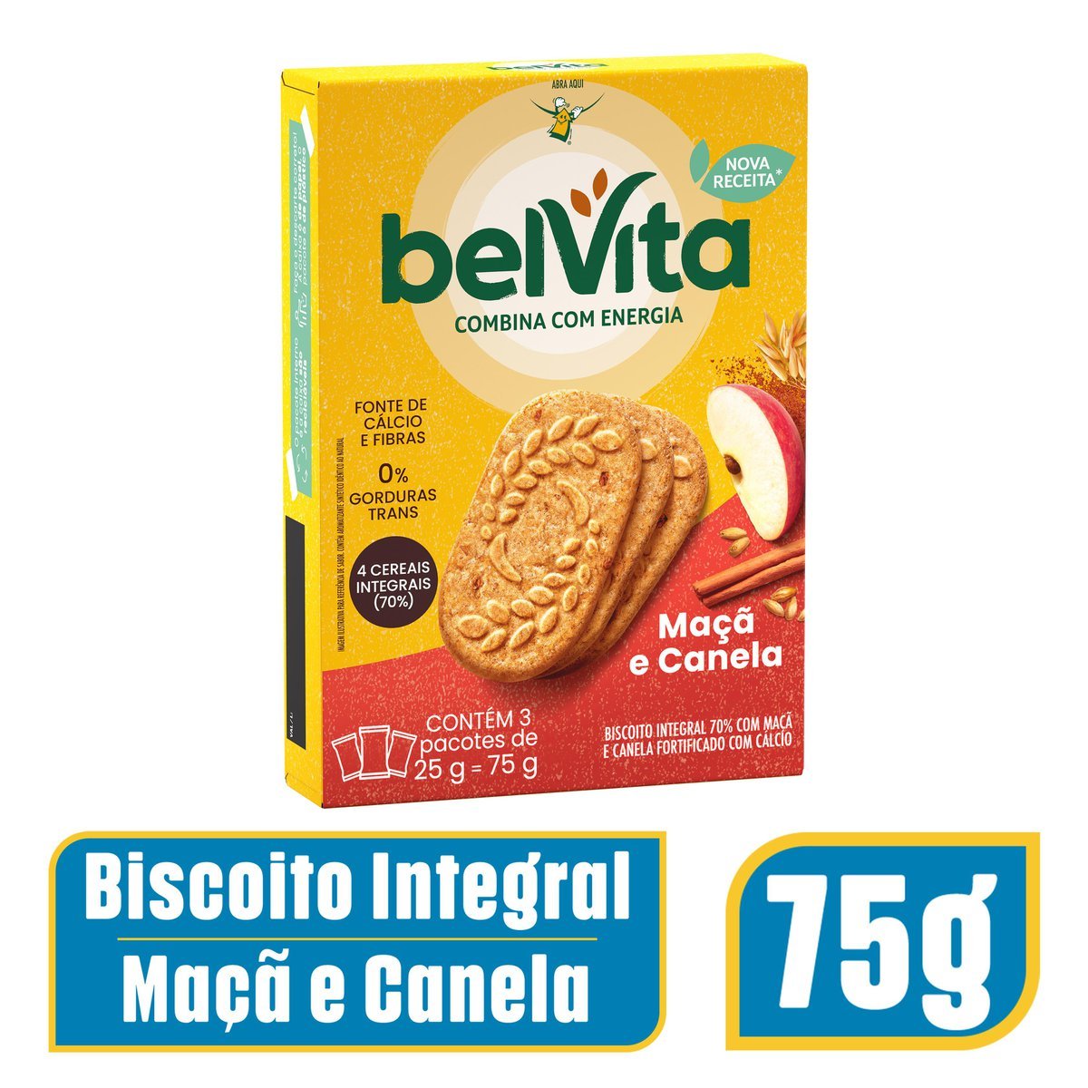 Biscoito BelVita Maçã e Canela Multipack 75g com 3 Unidades de 25g