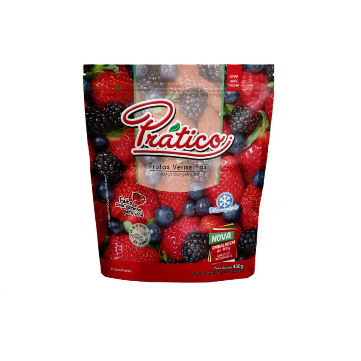 Frutas Vermelhas Congeladas Inteiras Prático Pouch 400g