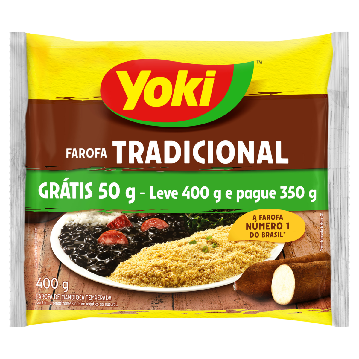 Farofa de Mandioca Tradicional Yoki Pacote Leve 400g Pague 350g
