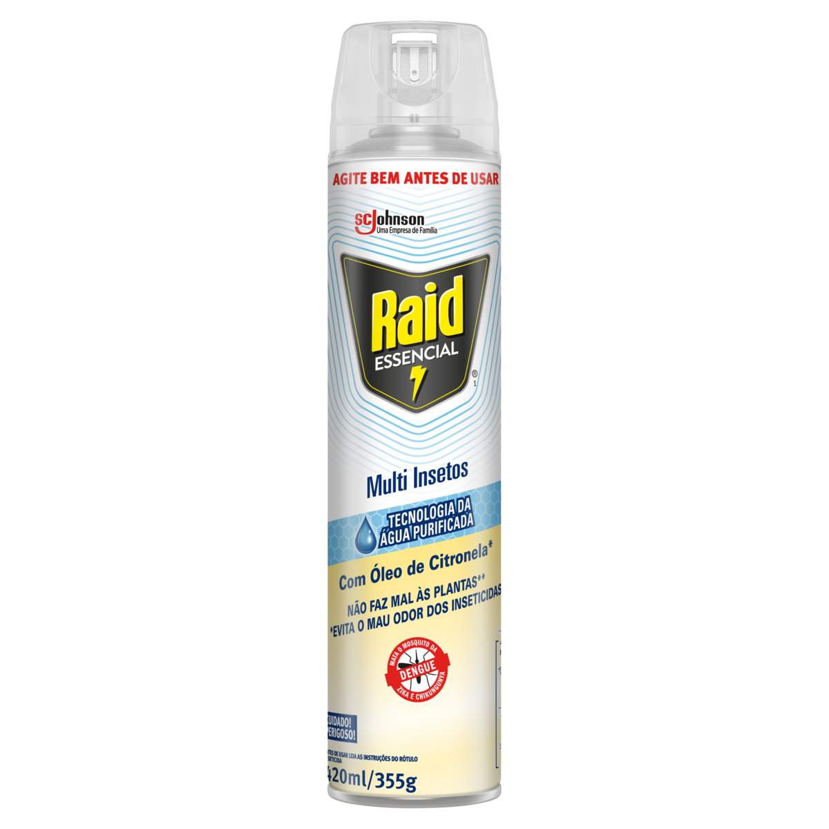 Inseticida Aerossol Multi-Insetos Óleo de Citronela Raid Essencial Frasco 420ml Spray