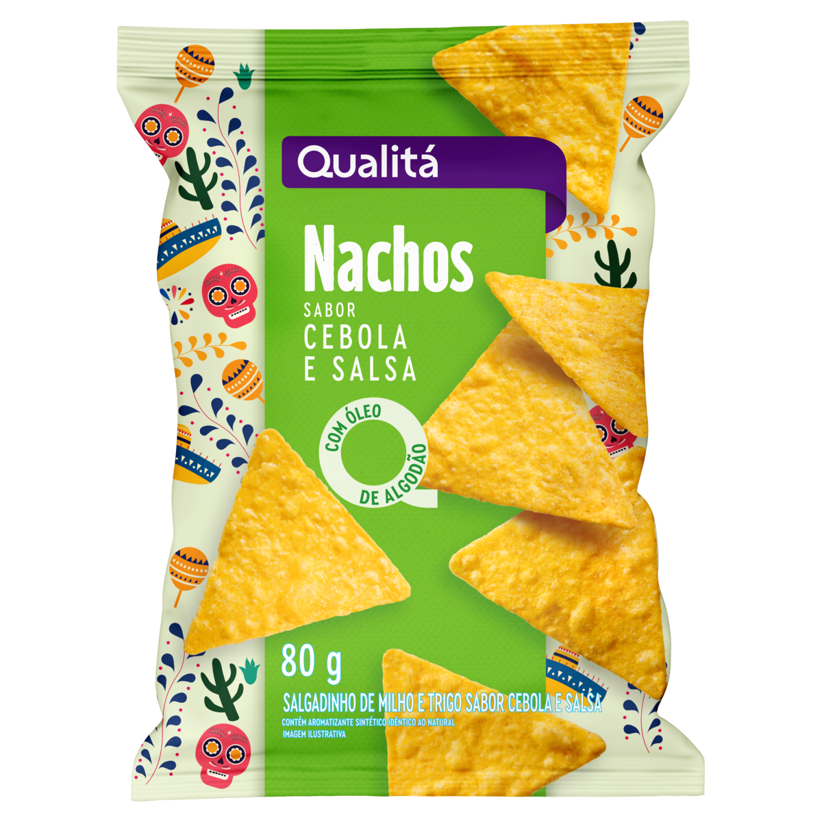 Salgadinho de Milho e Trigo Nacho Cebola e Salsa Qualitá Pacote 80g