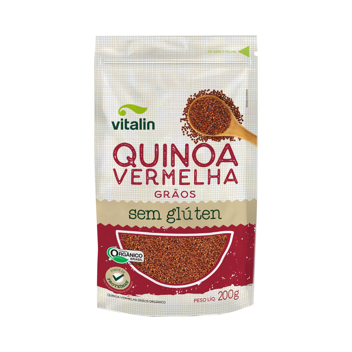 Quinoa Real Vermelha em Grãos Orgânica Vitalin Pouch 200g
