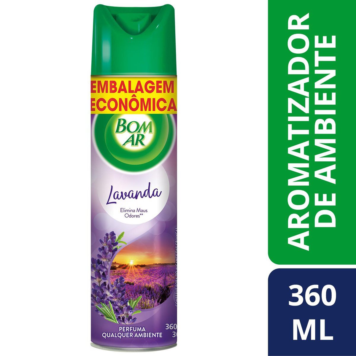 Neutralizador de Odores Campos de Lavanda Bom Ar Frasco 360ml Embalagem Econômica