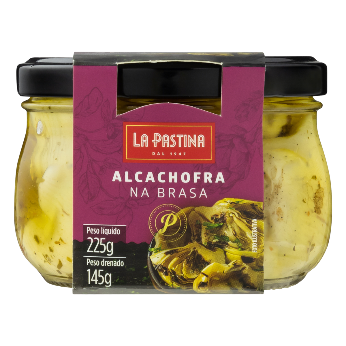 Alcachofra em Conserva La Pastina Na Brasa Vidro Peso Liquido 225G Peso Drenado 145G